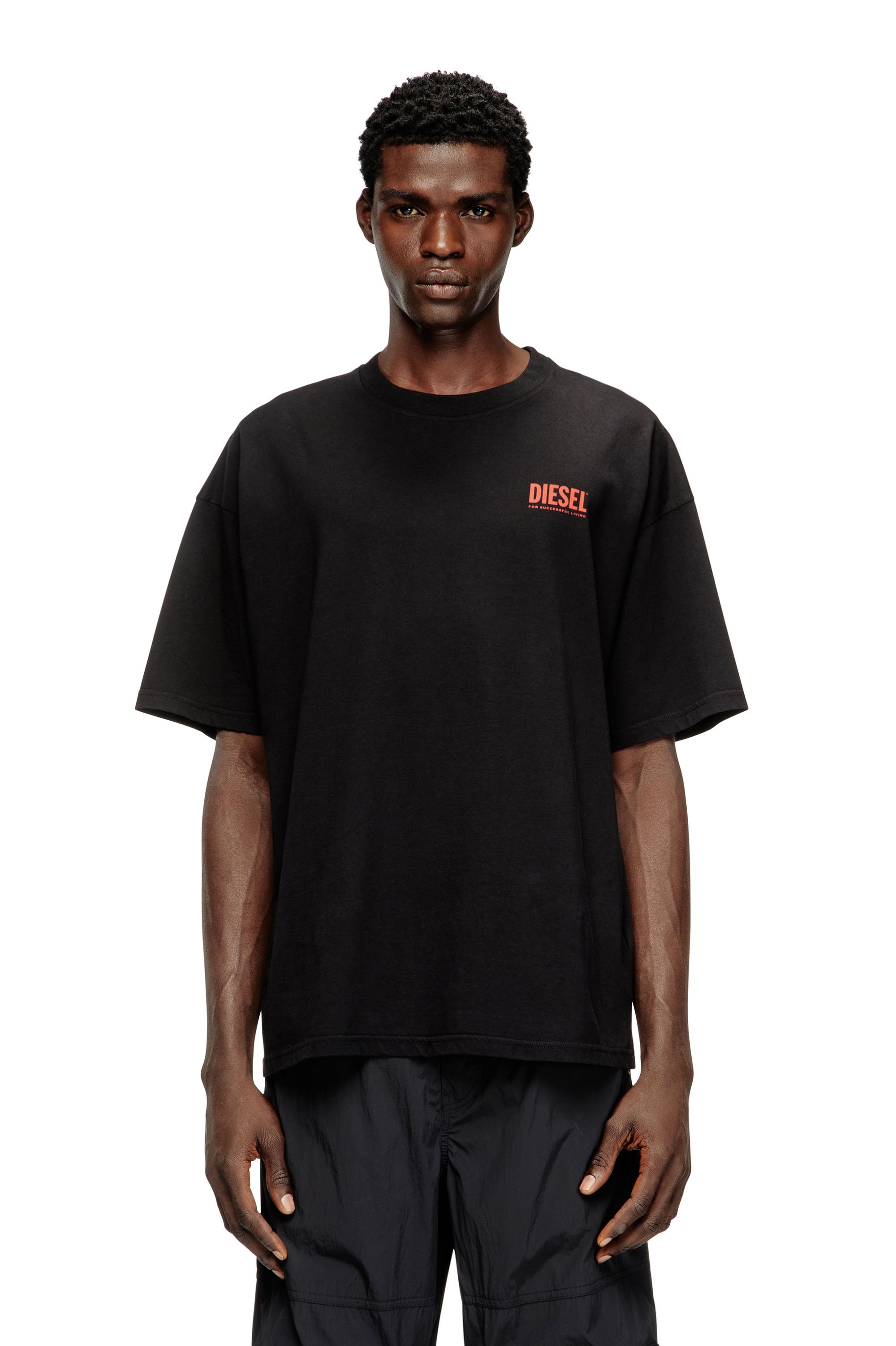 Cotton T-shirt with Biscotto print - T-Shirts - Man - Black