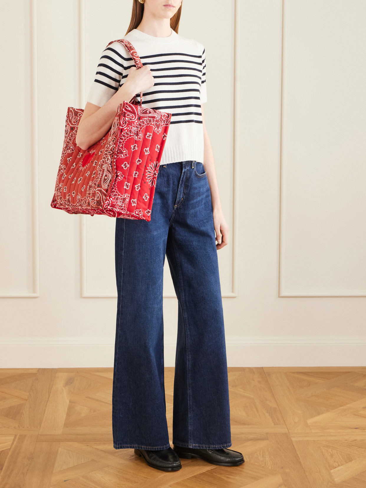 Maxi Cabas Coeur Quilted Printed Tote - Red
