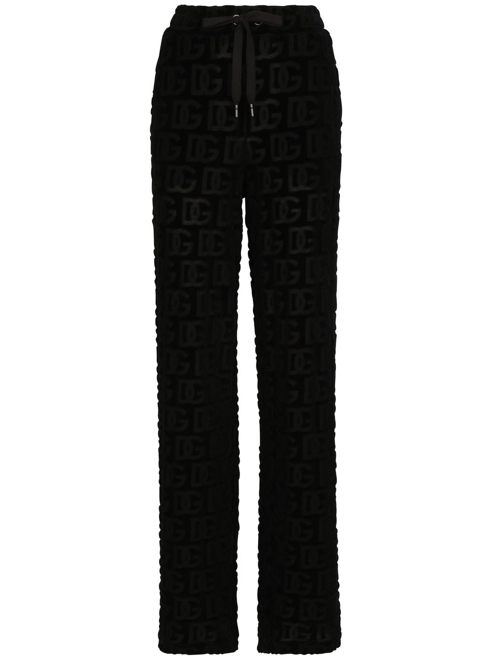 Logo-embossed wide-leg trousers - Black