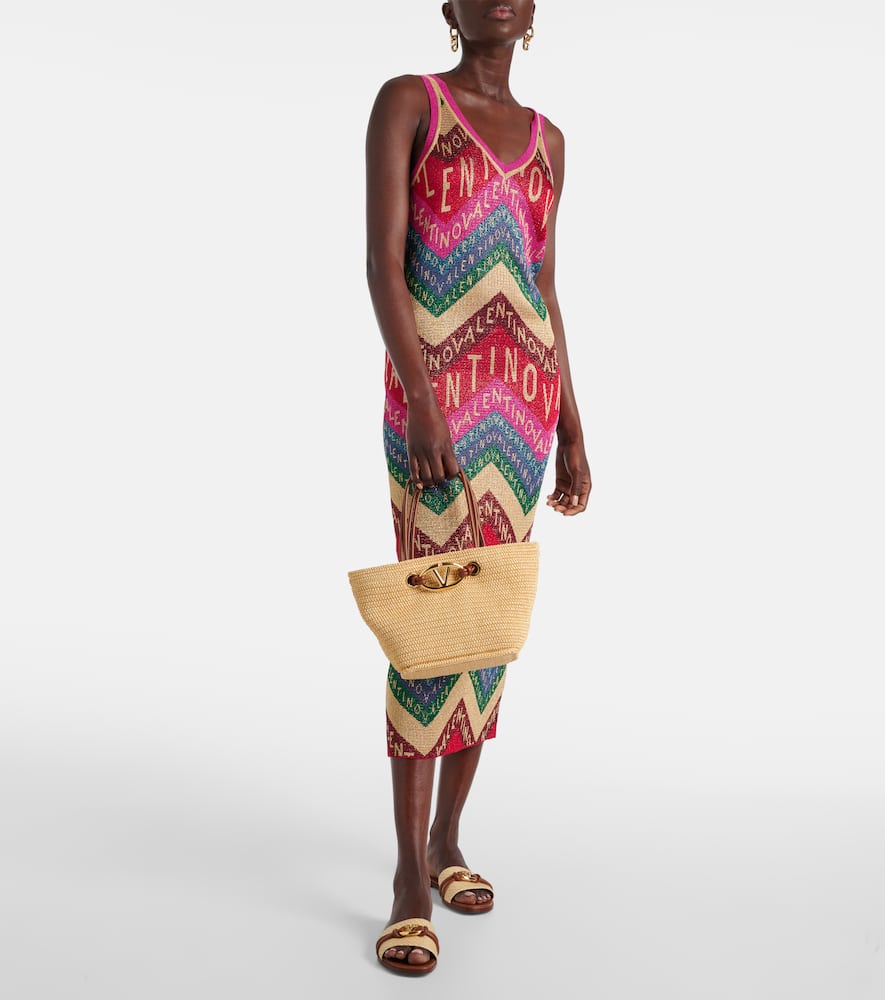 Logo knitted jacquard midi dress