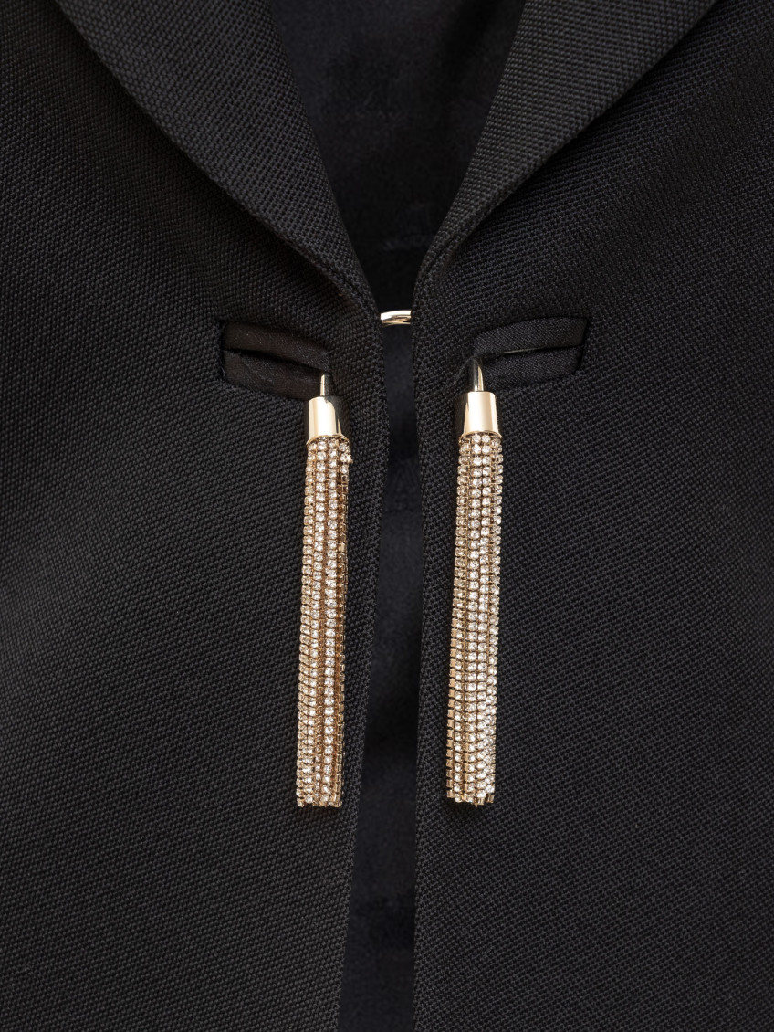 Black Solid Shawl Lapel Blazer