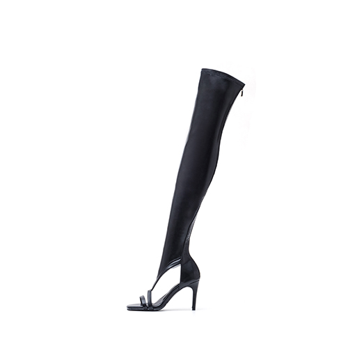 Side Cutout Open-Toe Boot Heels