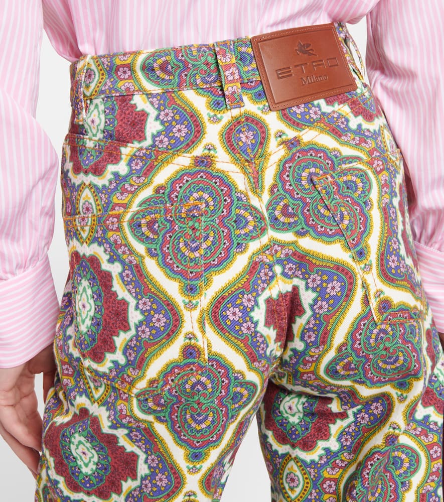 Printed high-rise wide-leg jeans
