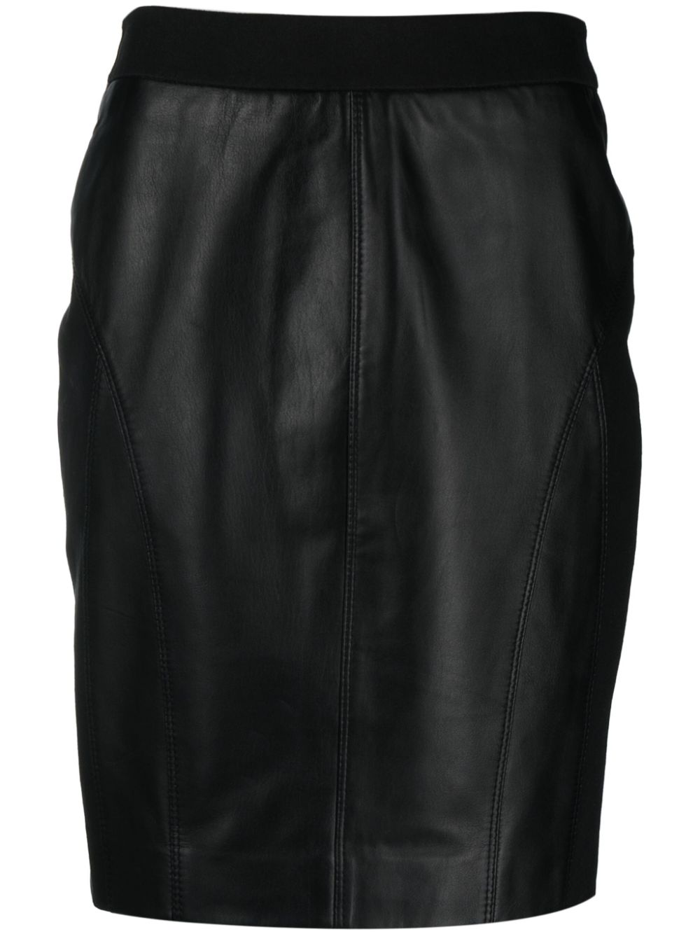Zip-fastening leather skirt - Black