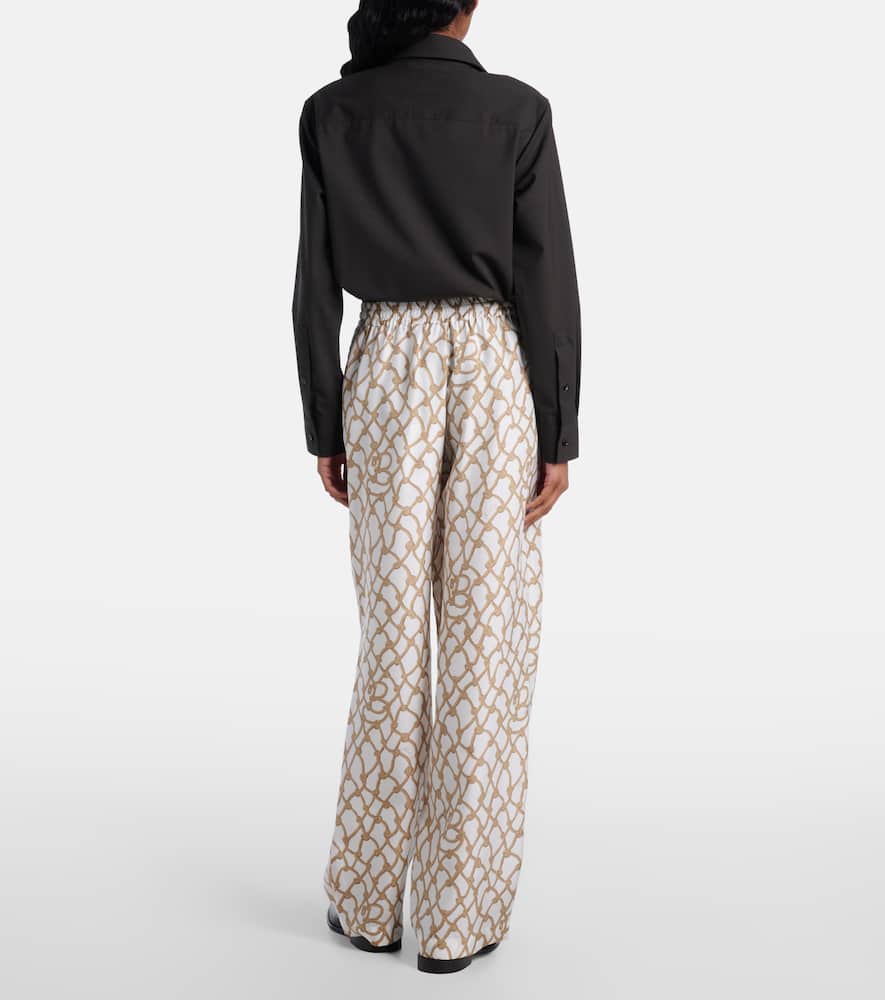 Printed high-rise silk palazzo pants