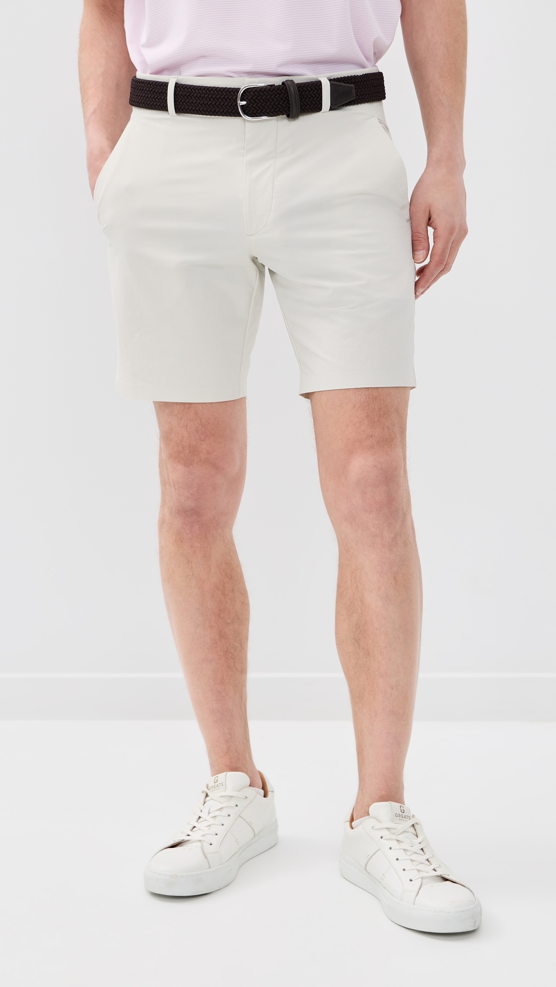 On Course Matte Stretch Nylon Shorts 8 STONE PEBBLE