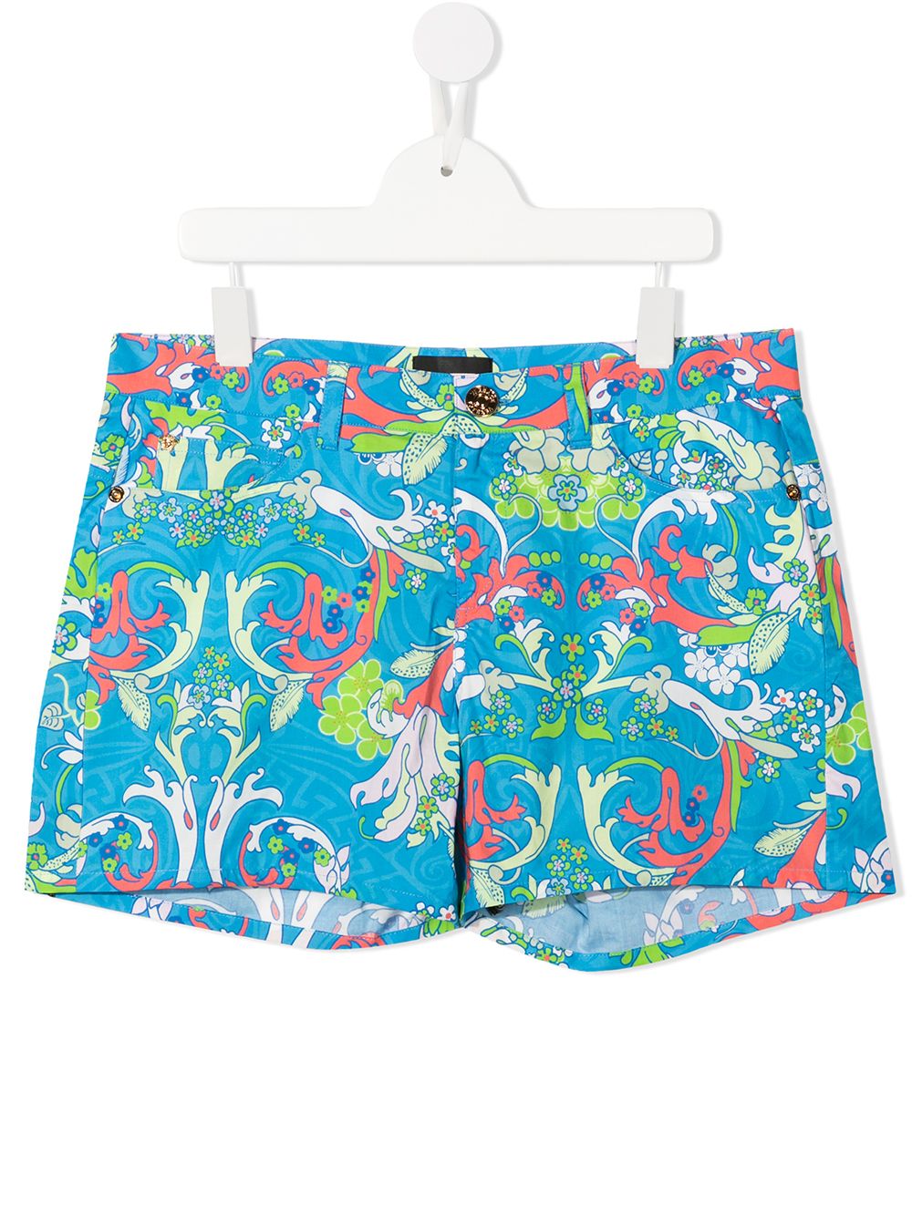 Baroque-pattern print shorts - Blue