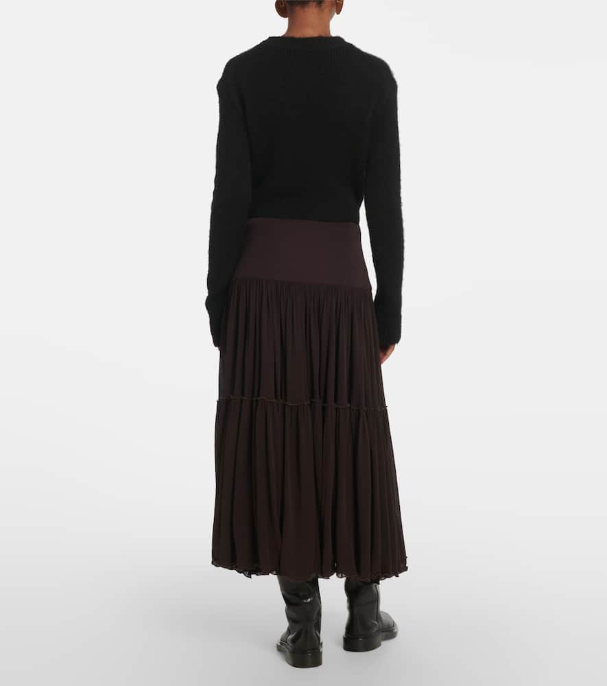 Pleated georgette midi skirt