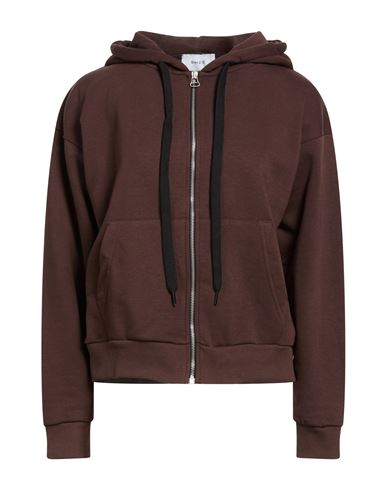 Woman Sweatshirt Chocolate brown Size S Cotton, Polyester