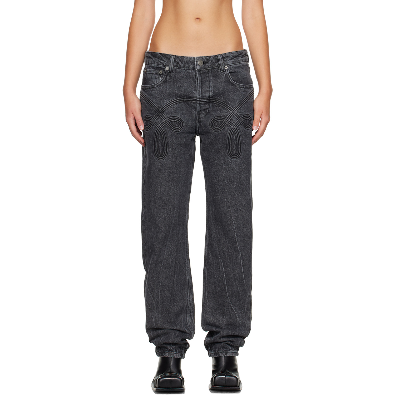 Black Braided Jeans