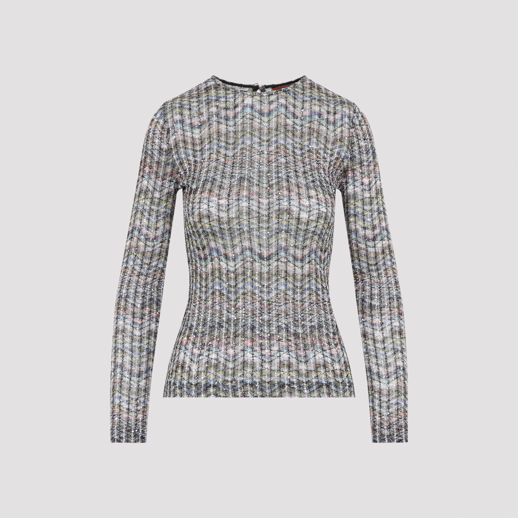 Women's Viscose Crewneck Sweater with Mesh Detail