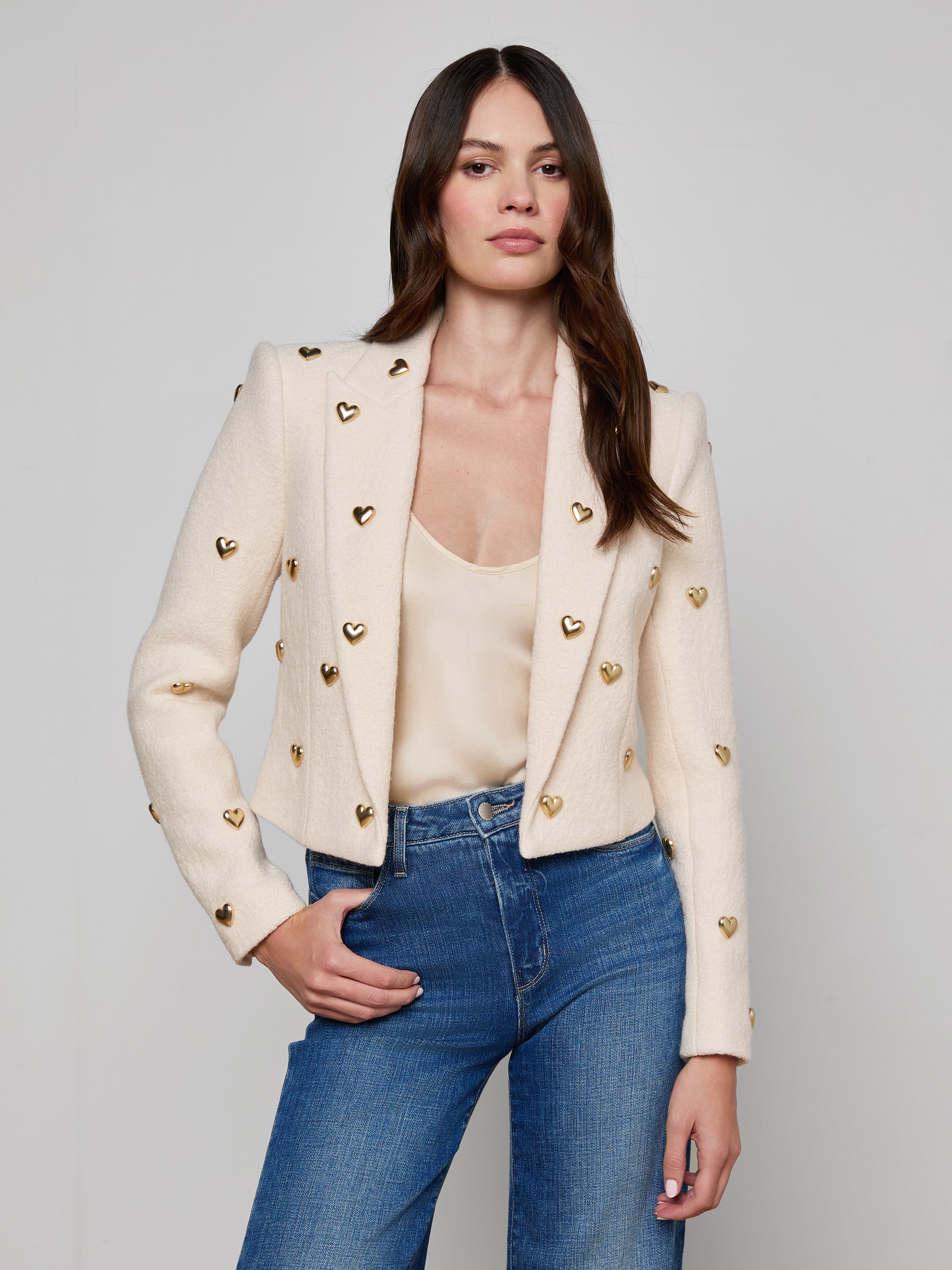 Jen Embellished Blazer In Ecru