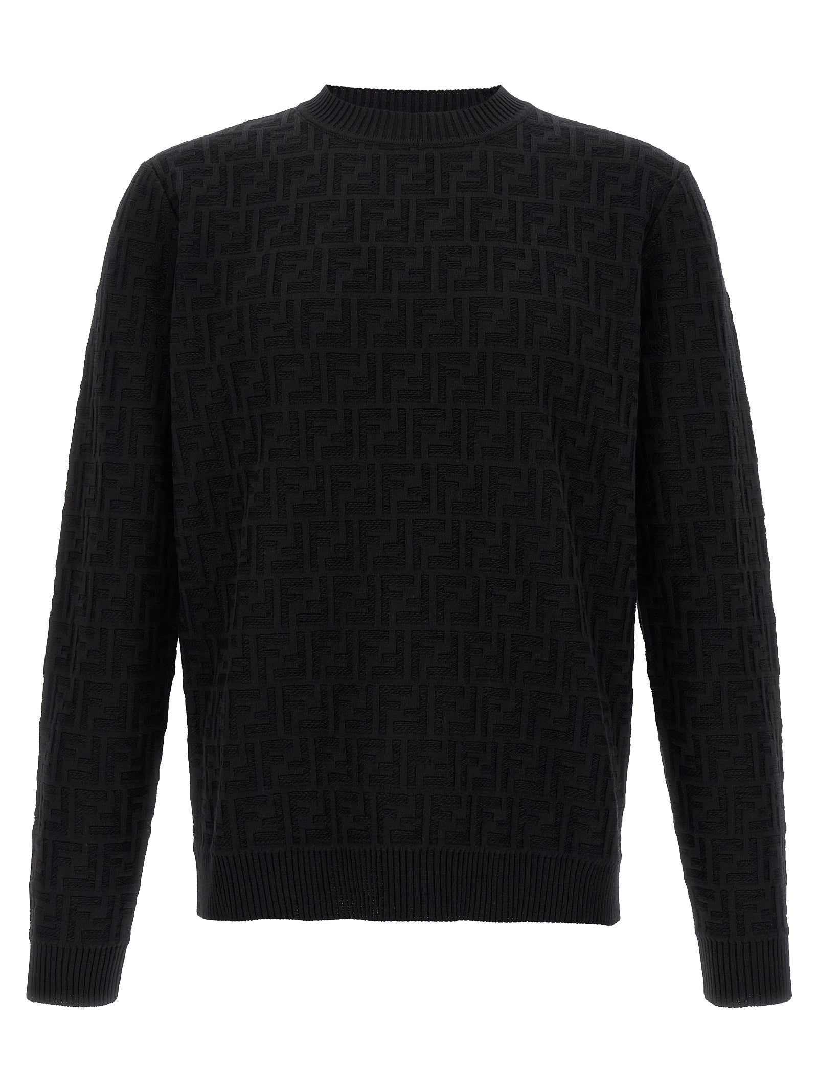 FF Jacquard Cotton Sweater — Black