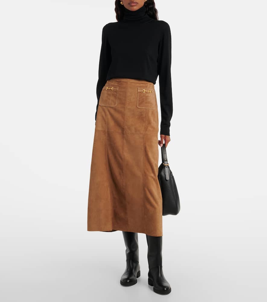 Edwina high-waist suede maxi skirt