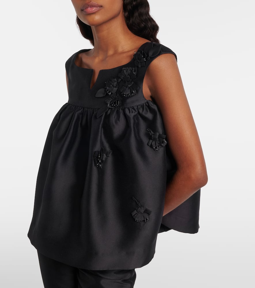 Floral-appliqué top