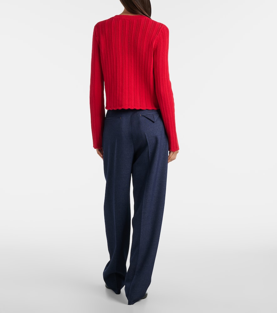 Mariette scalloped pointelle cotton cardigan
