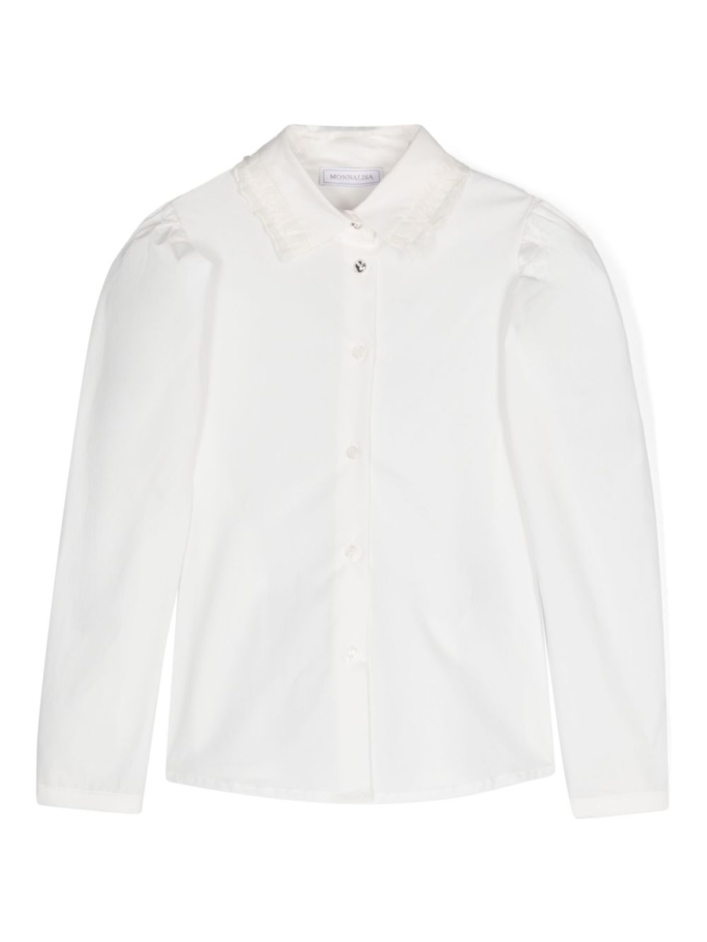 Ruffle-trim cotton shirt - White