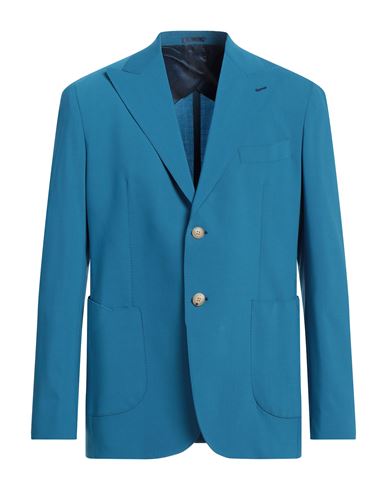 Man Blazer Azure Size 38 Virgin Wool, Elastane