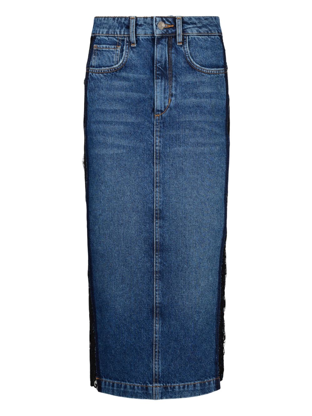 Lace-insert denim skirt - Blue
