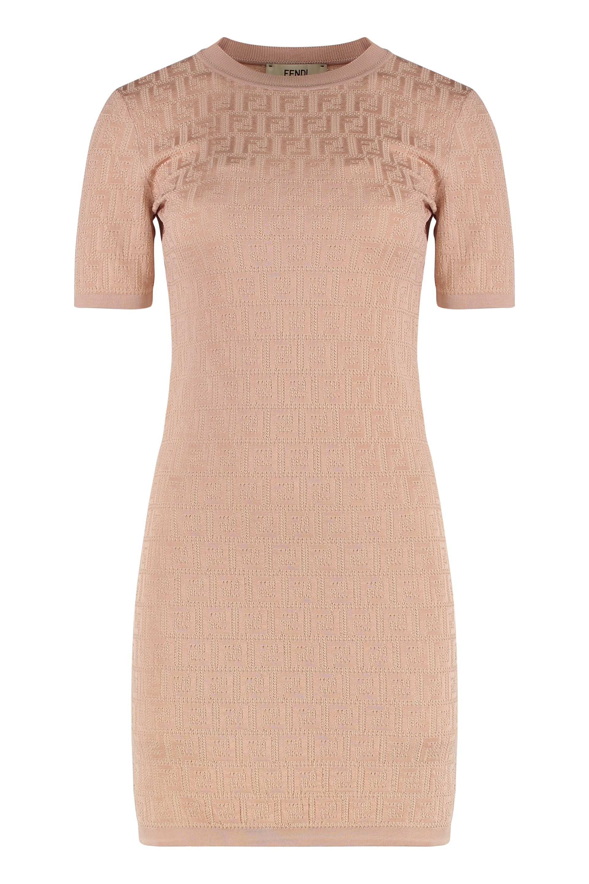 Ribbed Knit Jacquard Mini Dress