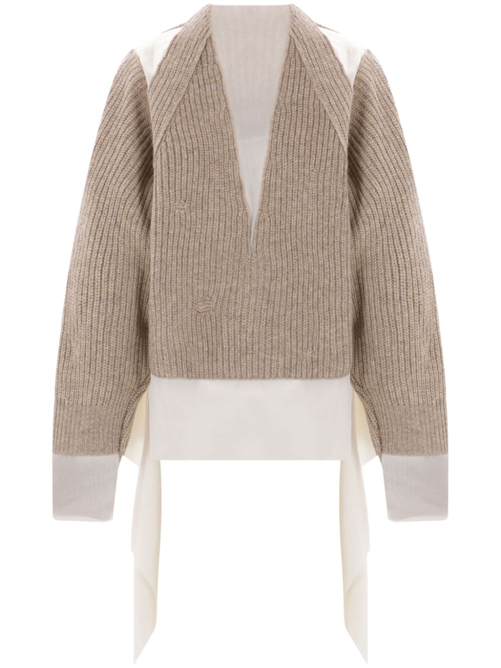 V-neck ribbed sweater - Grey