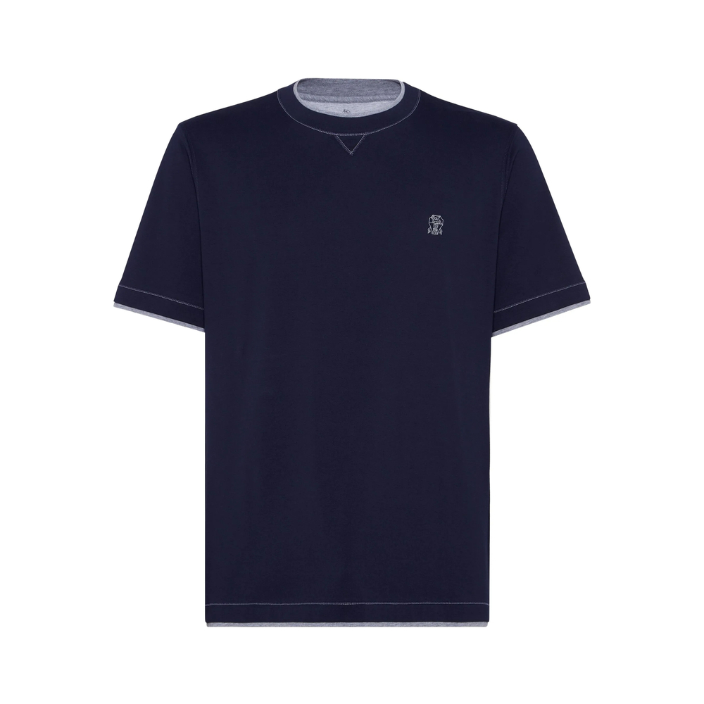 Logo-embroidered T-shirt - Blue