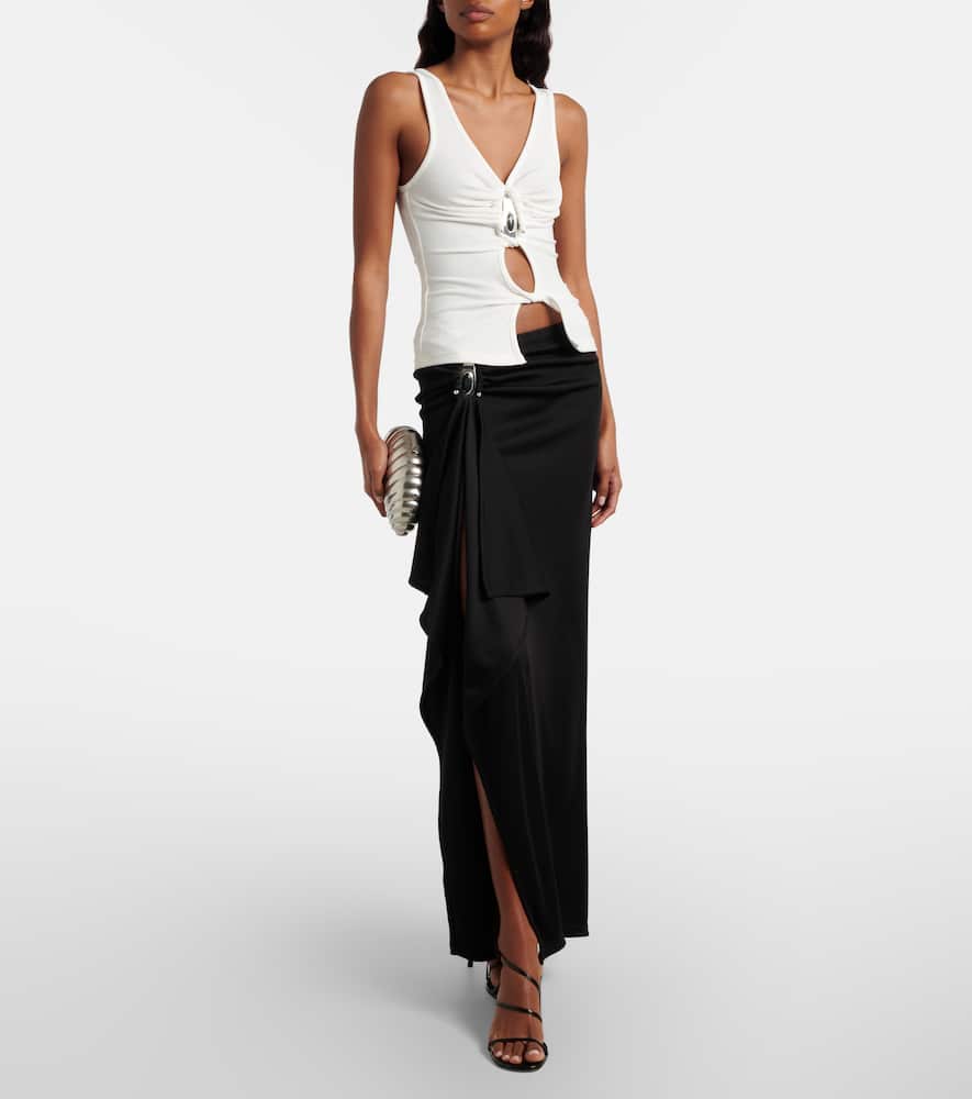 Cutout ribbed-knit top