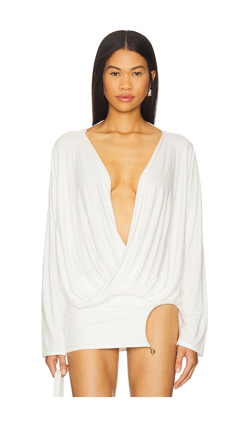 1XBLUE Twist Top in White. -  S also in