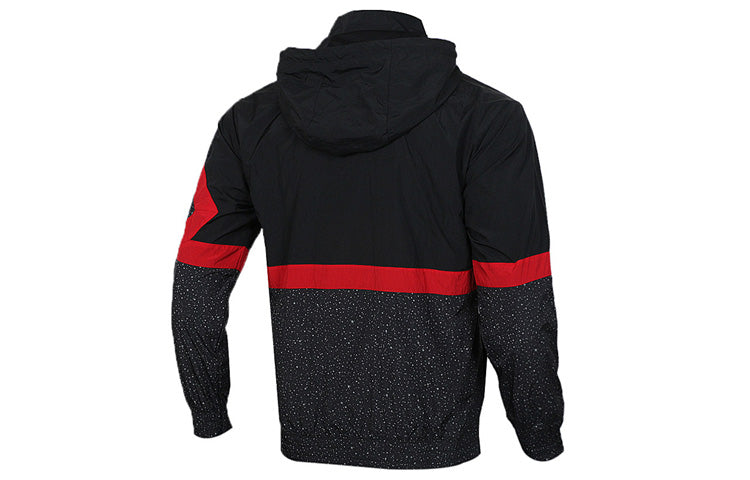 Diamond Cement Jacket Running Training Sports Hooded Jacket Black Red