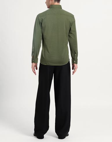 Man Shirt Military green Size M Cotton, Elastane