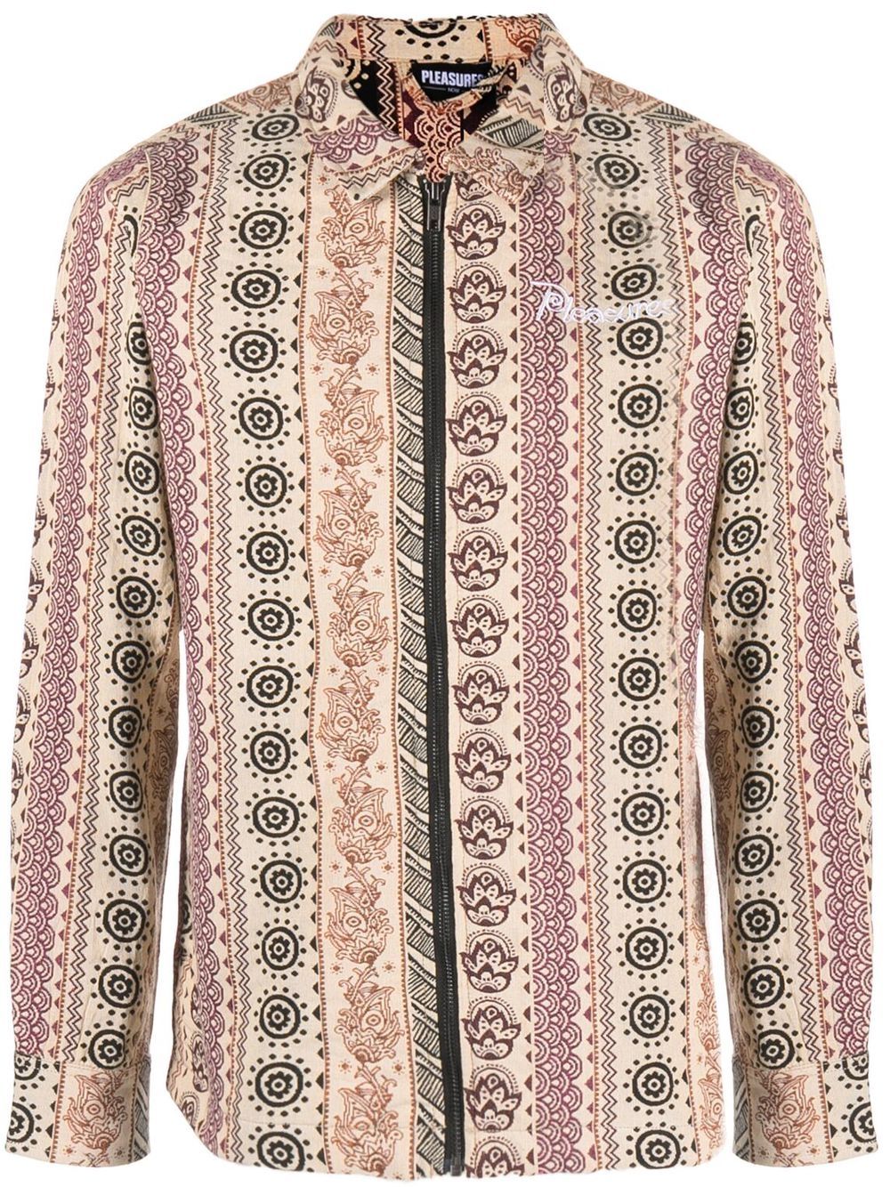 Orbit patterned shirt jacket - Neutrals