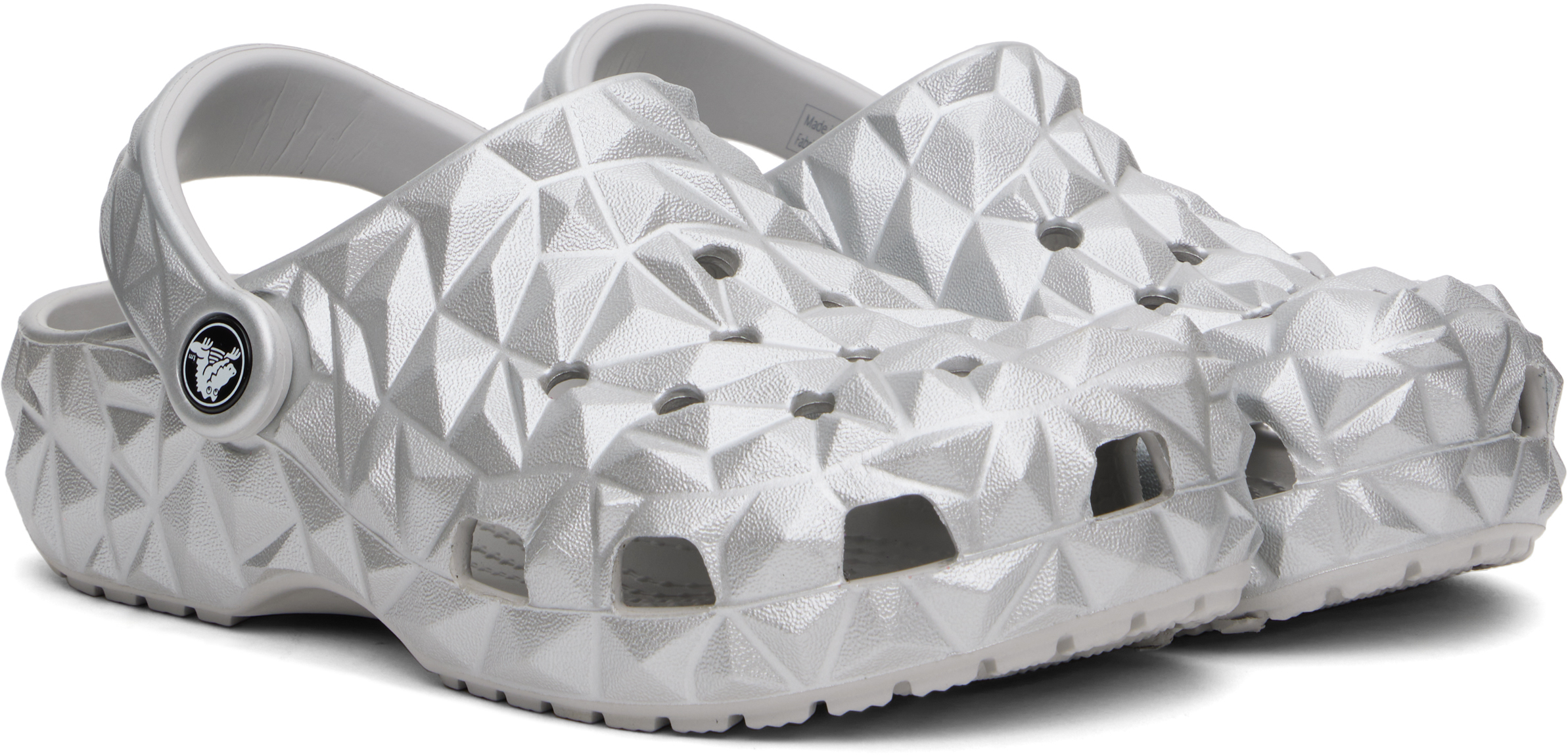 Crocs Silver Classic Metallic Geometric Clogs