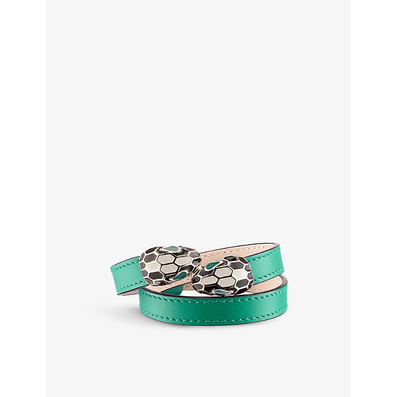 Womens Serpenti Forever Wrap-around Leather and Enamel Bracelet 