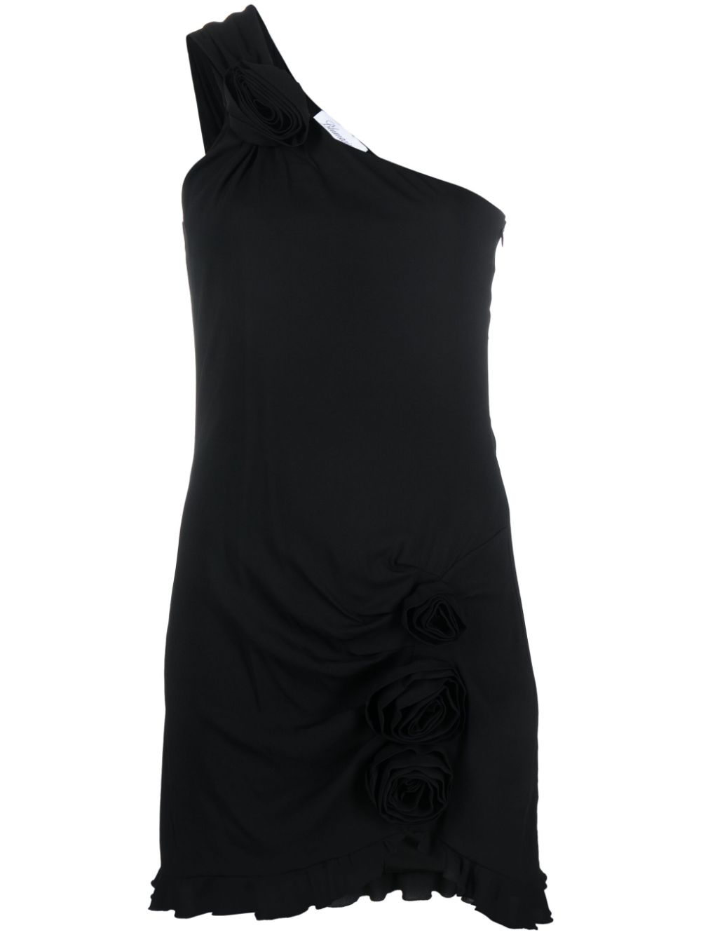 Floral-appliqué asymmetric minidress - Red