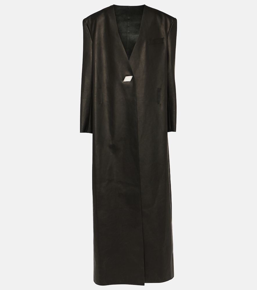 Leather maxi coat