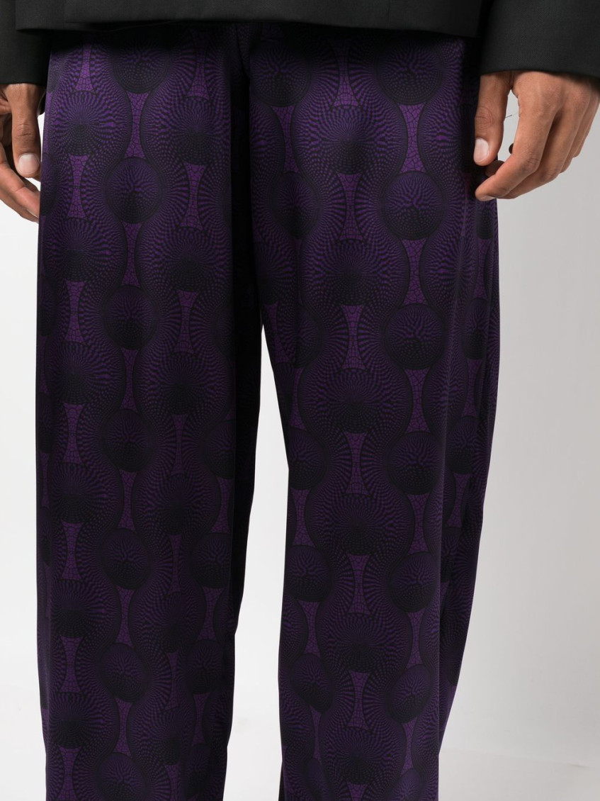 - Elastic Waist Printed Silk Trousers