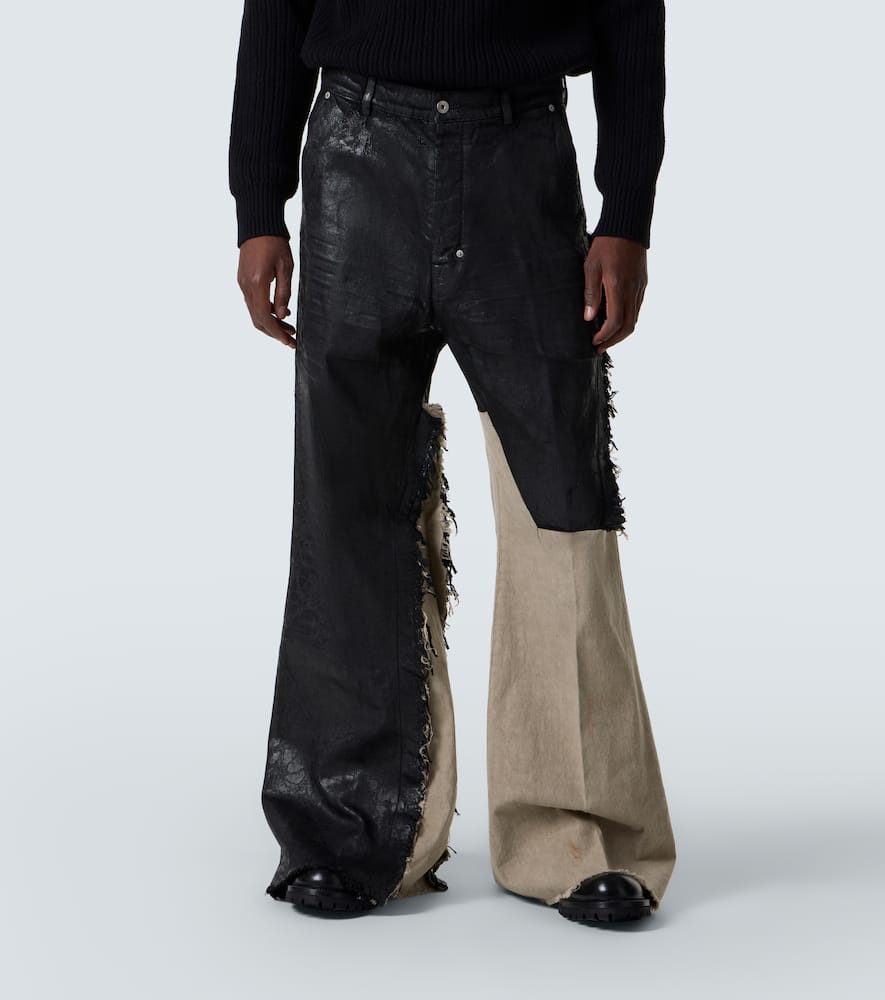 Joris coated distressed wide-leg jeans