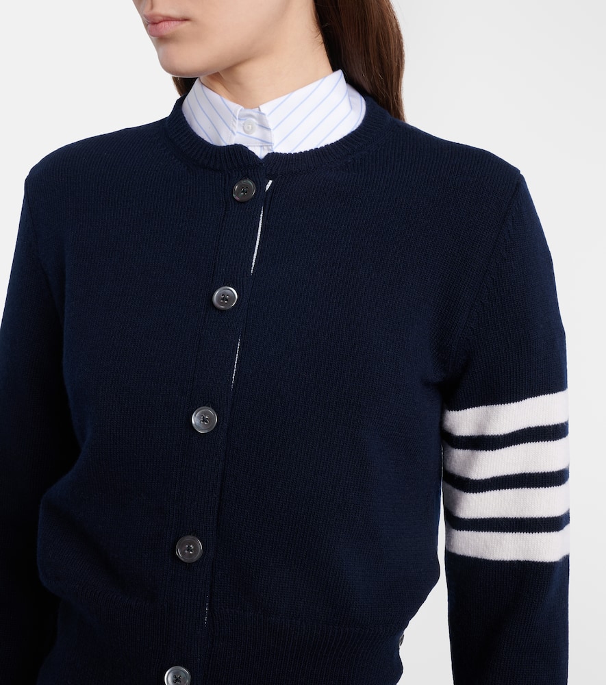 4-Bar intarsia virgin wool cardigan
