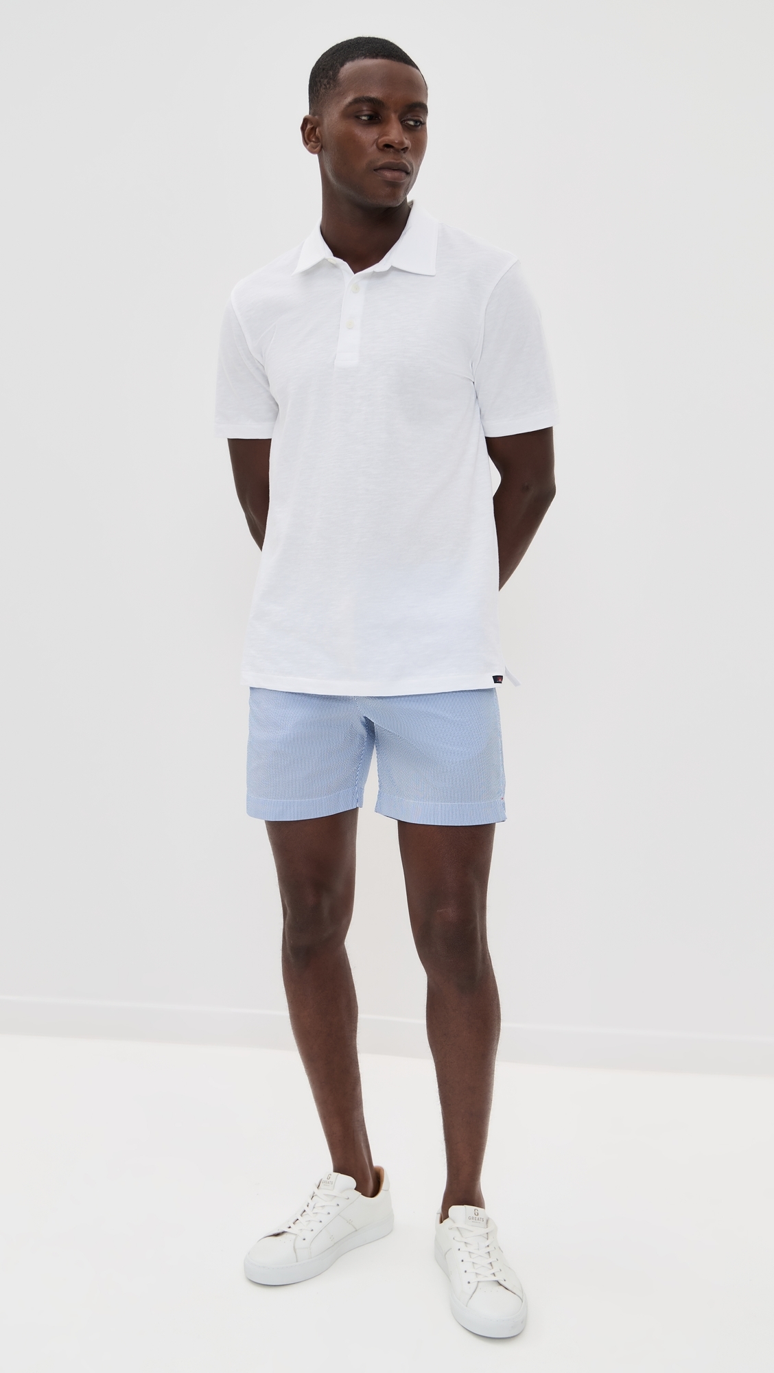 Orlebar Brown Bulldog Drawcord Seersucker Stripe Swim Shorts 6.25 Wave Blue
