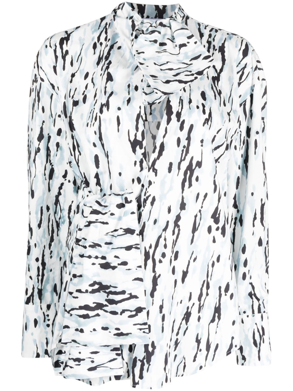 Graphic-print cotton blouse - White