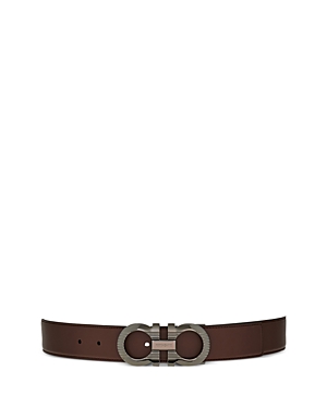 Men's Double Gancini Buckle Reversible Leather Belt