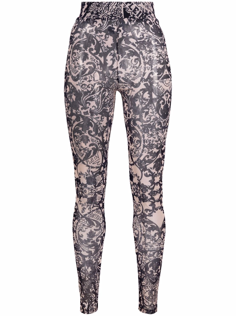 New Baroque printed tulle leggings - Neutrals