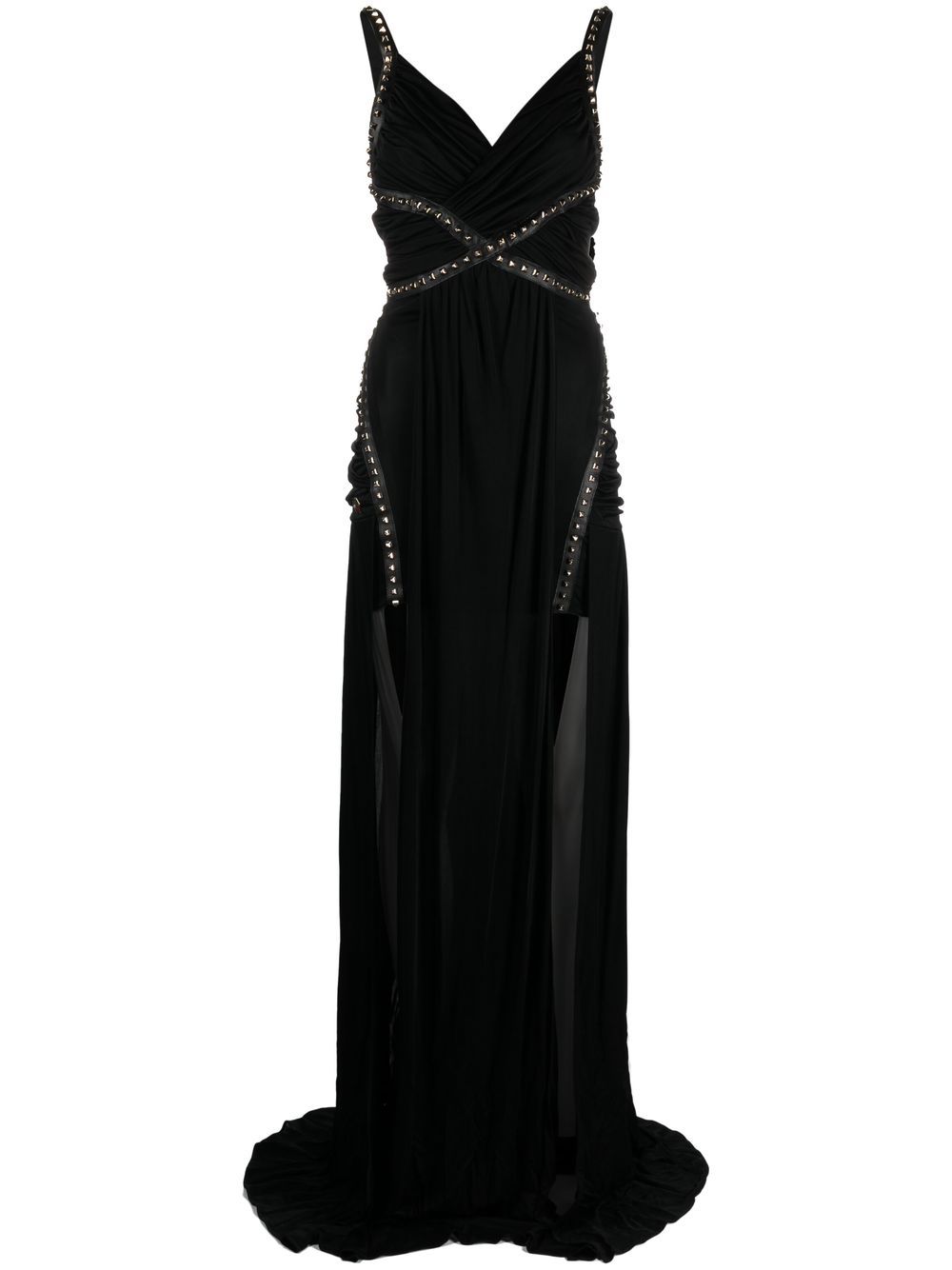 Stud-detailed floor-length dress