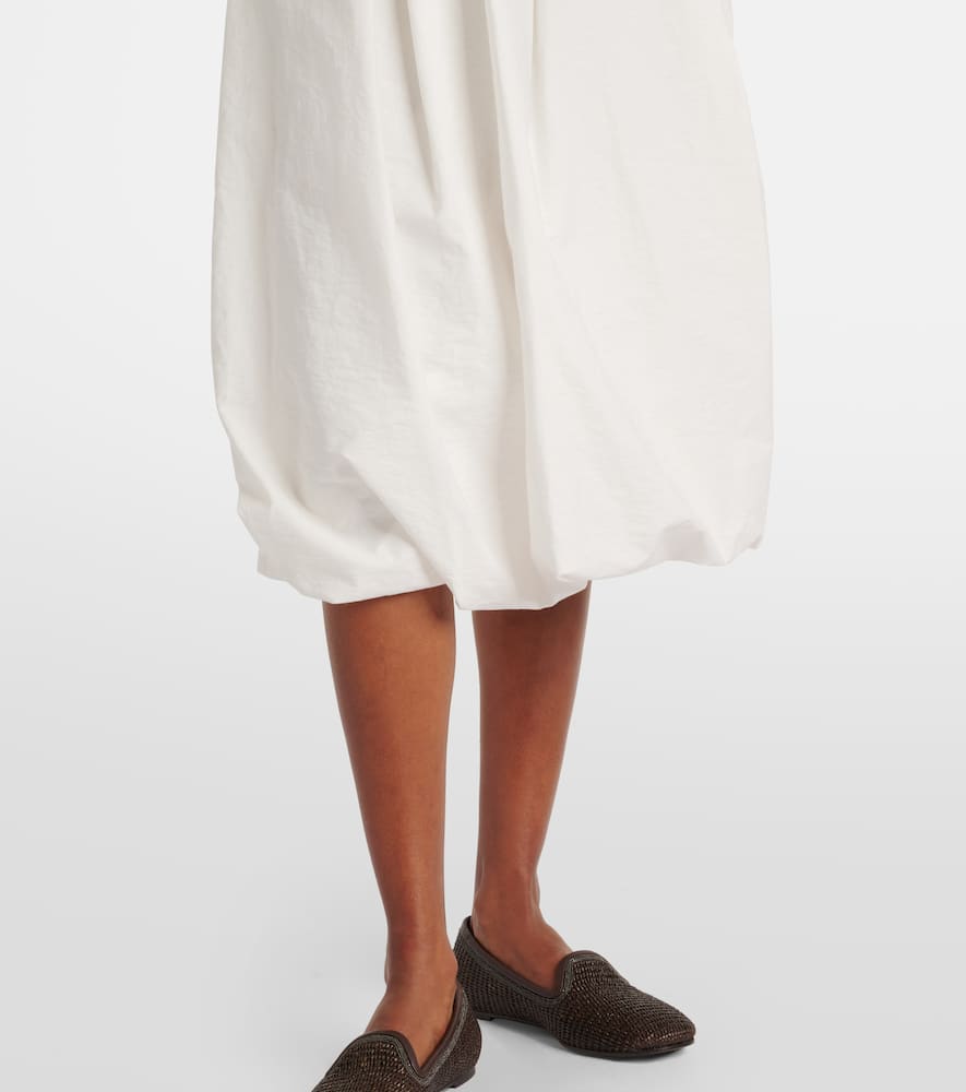 Cotton-blend midi skirt