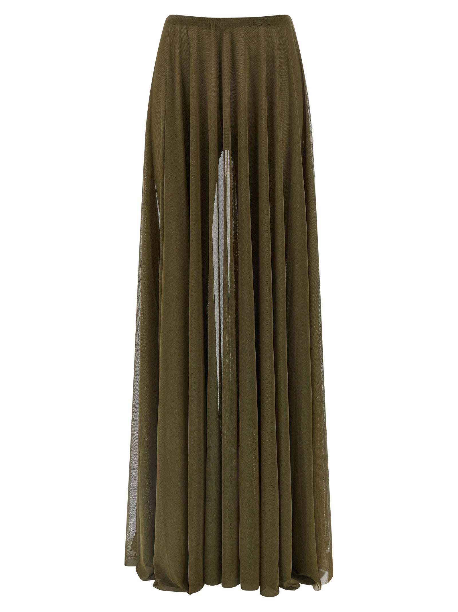 Pleated Polyamide Skirt — Green