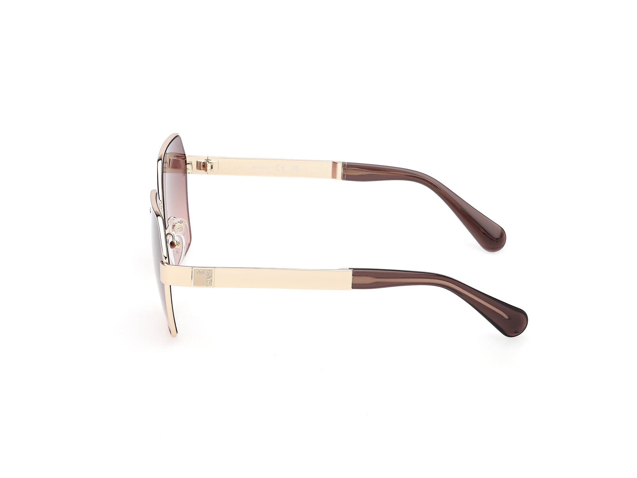 MAX&Co Mujer MAX&Co MO0141 32F Gafas de sol Metal Oro Marrón Geométrico Norma