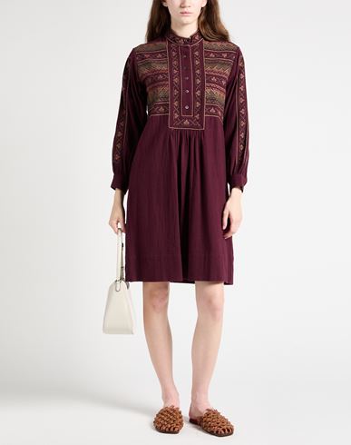 Woman Midi dress Burgundy Size 10 Cotton