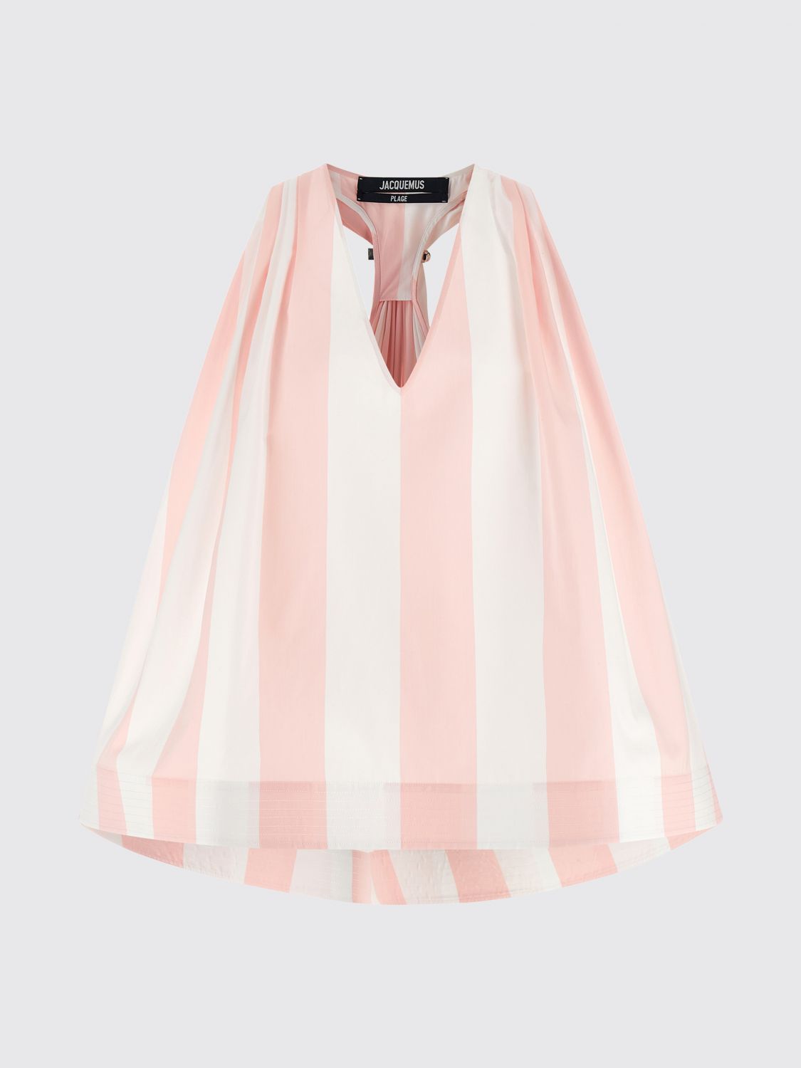 Norma Striped Off-The-Shoulder Cotton Top with V-Neck