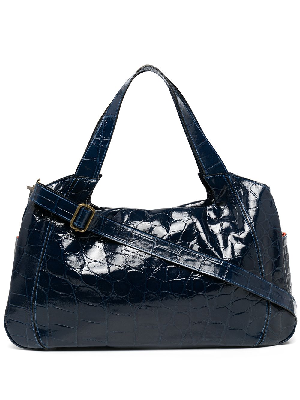 Lara crocodile-effect bag - Blue