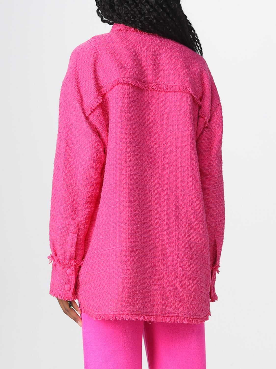 Long-sleeve frayed-edge shirt